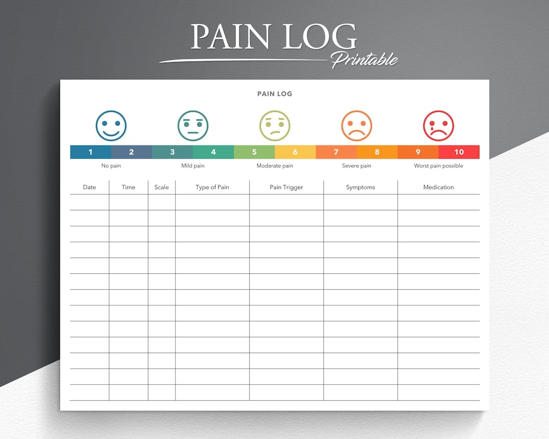 Printable Pain Log Track Your Child s Pain And Symptoms PDF Download Pain Tracker Etsy UK