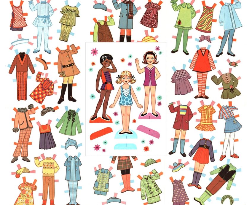 Printable Paper Doll Friends Children Kids Digital Download Image