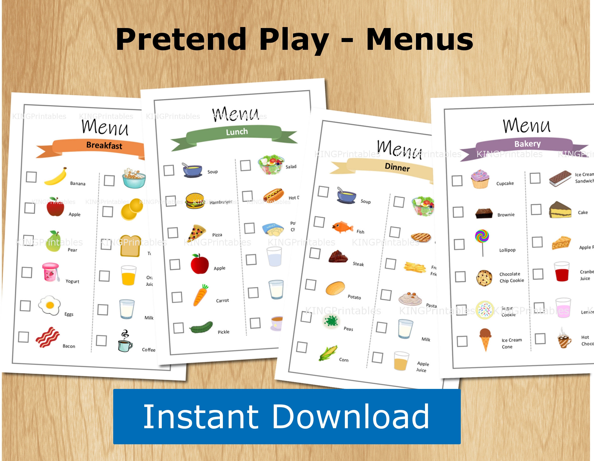 Printable Pretend Play Restaurant Menus Preschool Kids Activities 