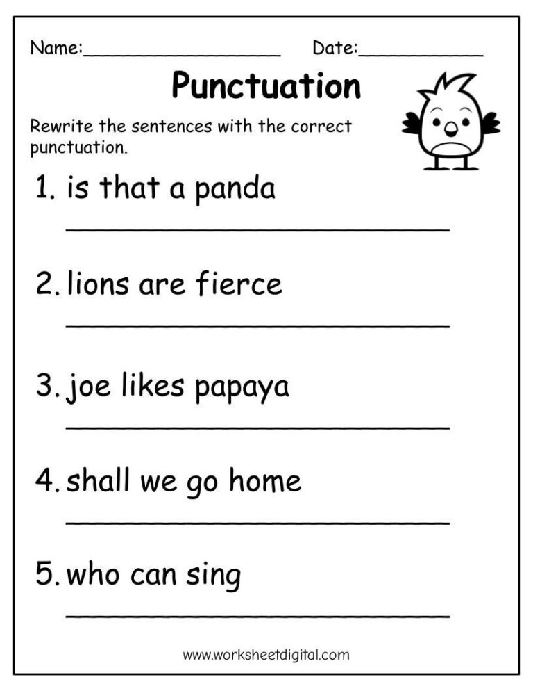 Printable Punctuation Practice Worksheets For Kids PDF Etsy