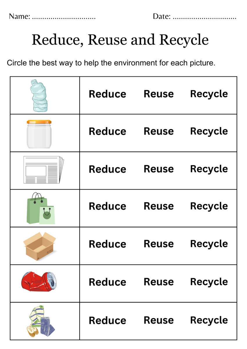Printable Reduce Reuse Recycle Worksheets For Kindergarten Made By Teachers