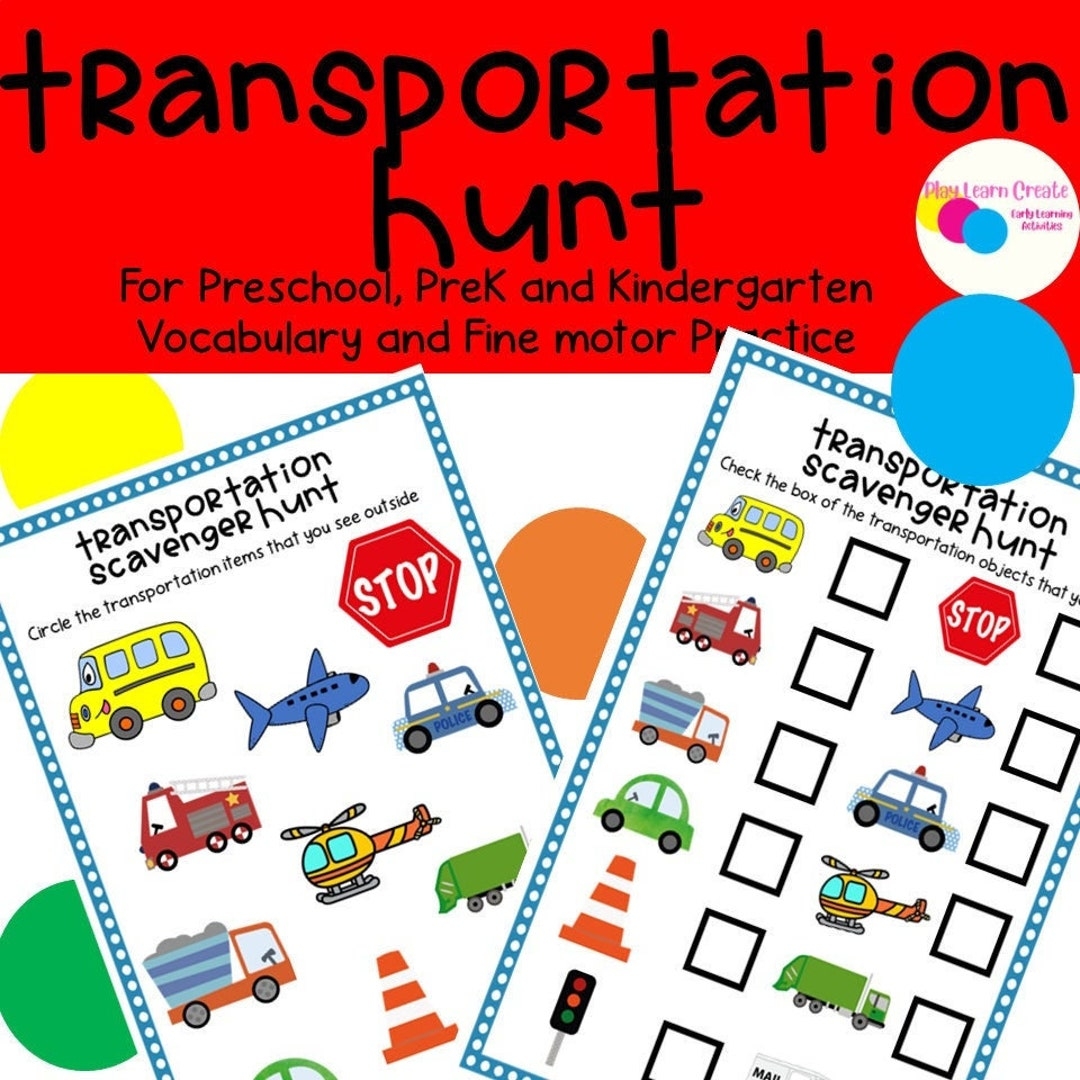 Printable Transportation Theme Activity Vehicle Activities 