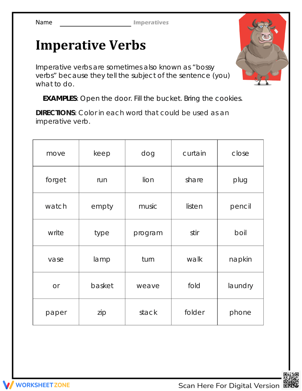Printable Verb Moods Worksheets