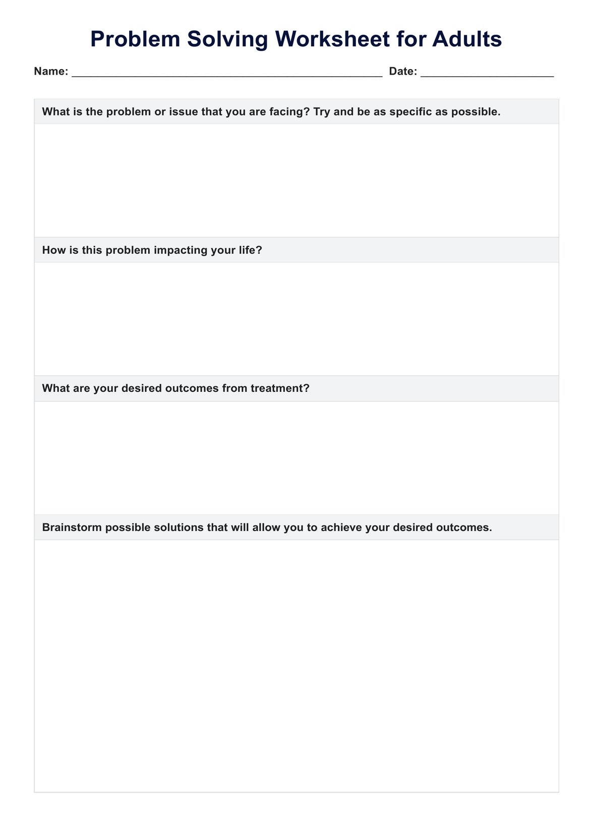 Printable Problem Solving Worksheets