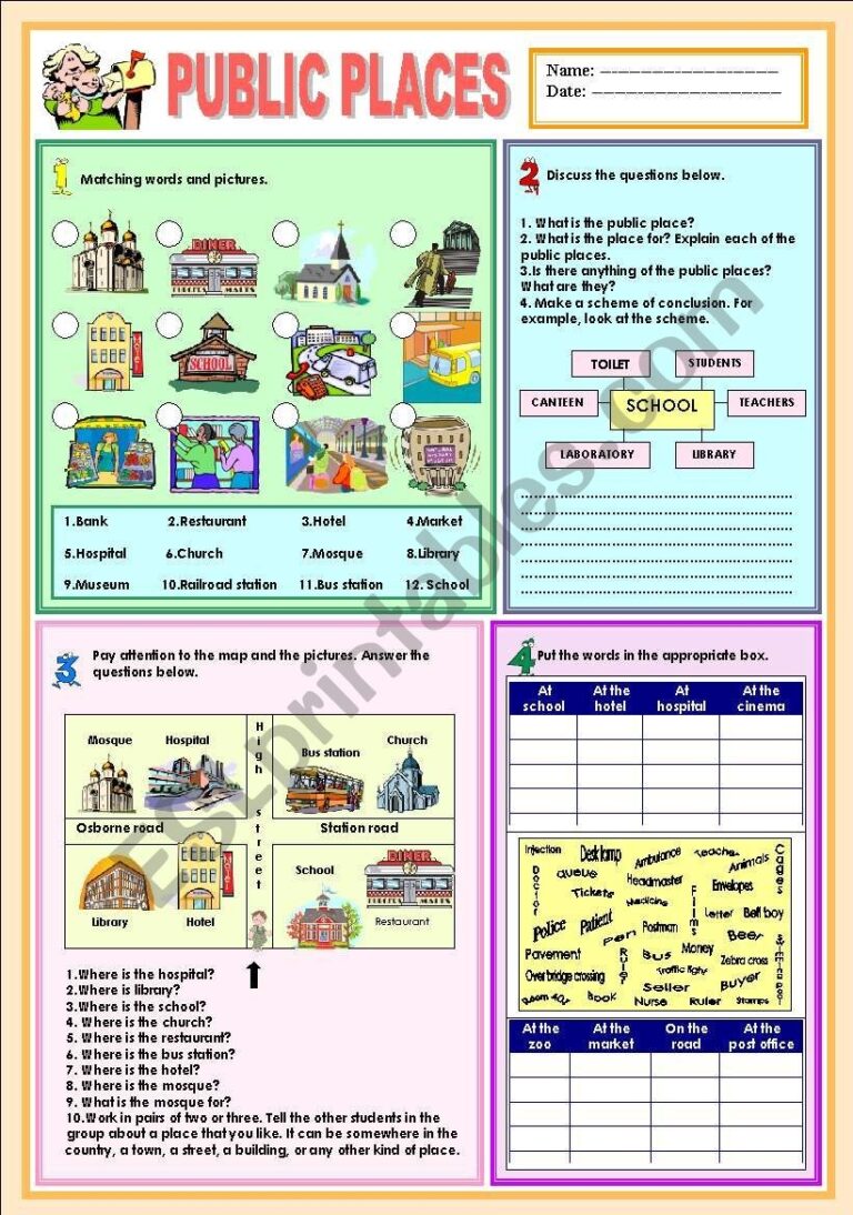 Public Places ESL Worksheet By Ayrin