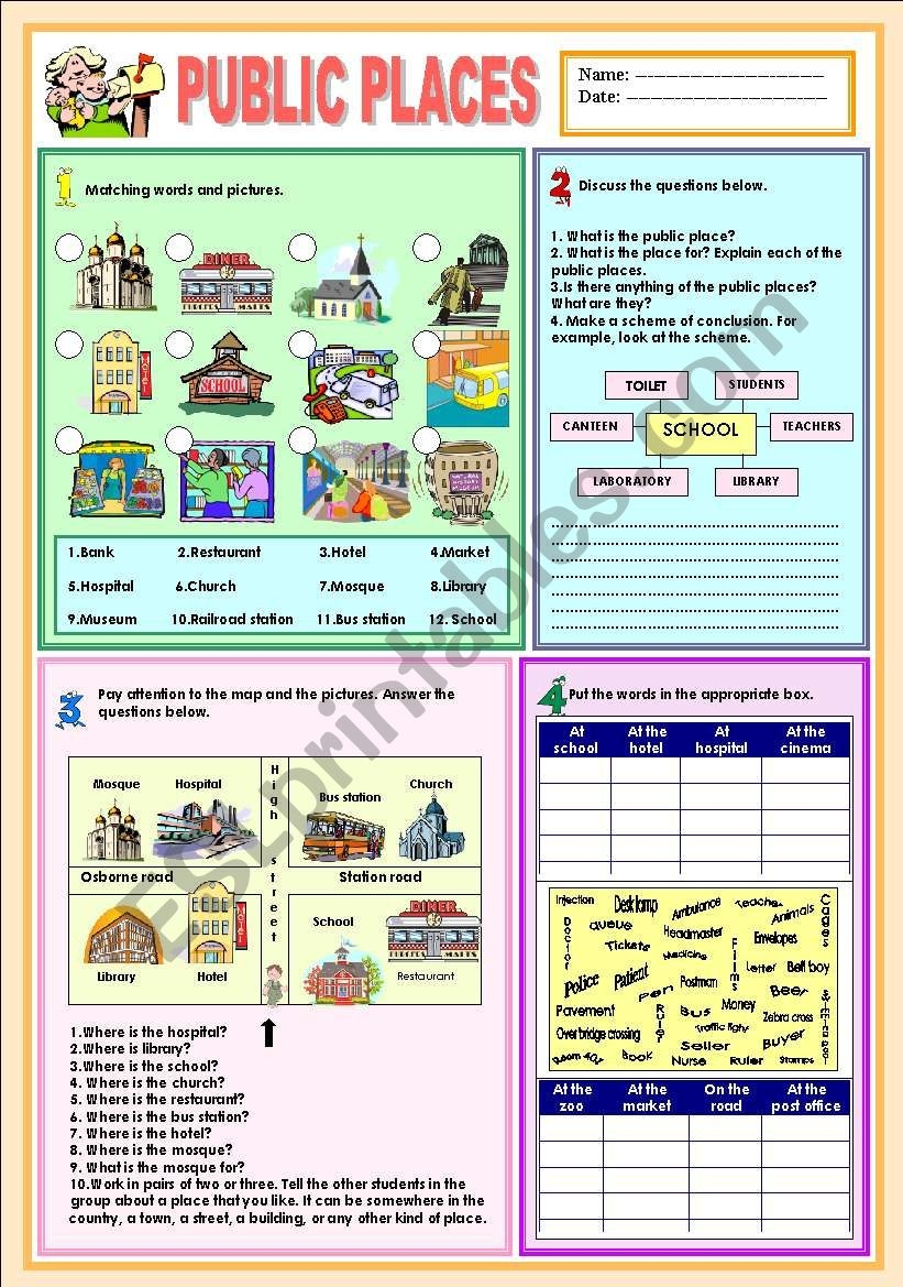 Public Places ESL Worksheet By Ayrin