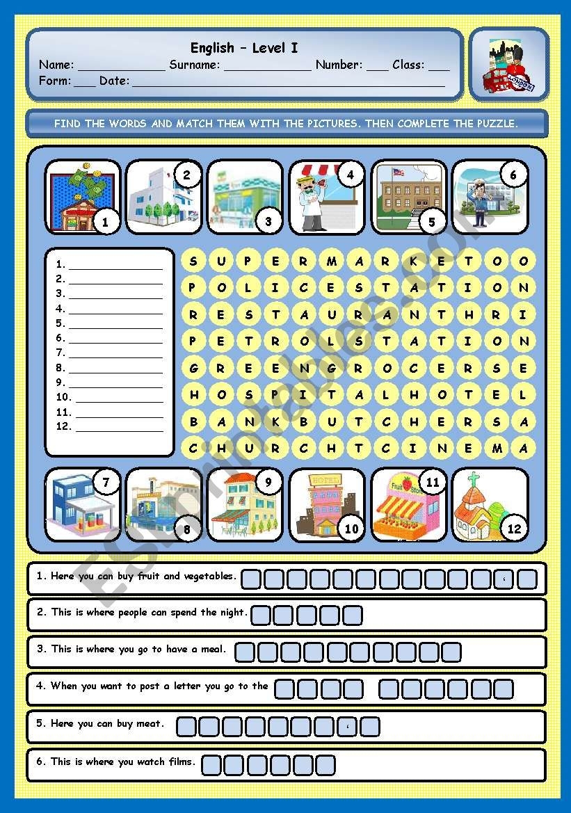 PUBLIC PLACES ESL Worksheet By Xani PUBLIC PLACES ESL Worksheet By Xani