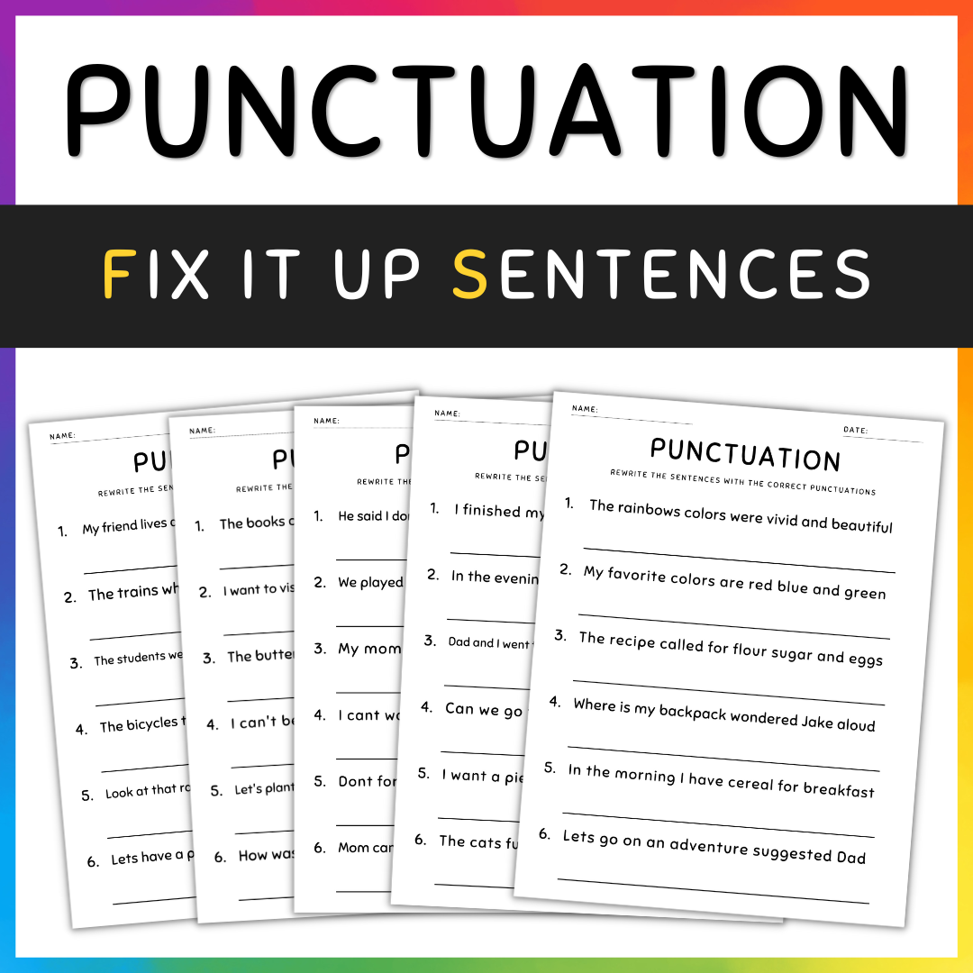 Punctuation Worksheets Fix The Sentences Grammar Practice 3rd Grade Made By Teachers Punctuation Worksheets Fix The Sentences Grammar Practice 3rd Grade Made By Teachers