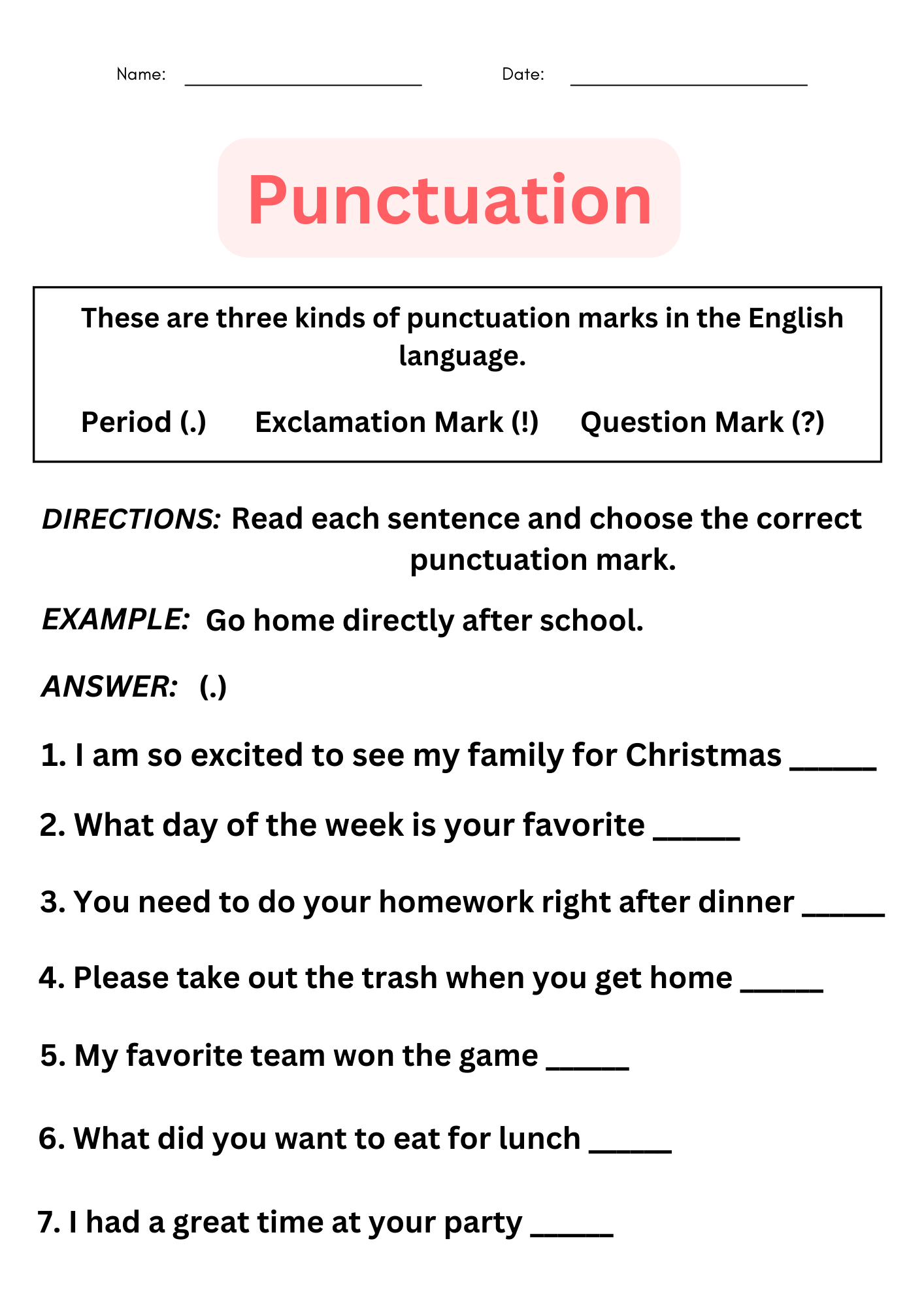 Punctuation Worksheets With Answers For Grade 1 Made By Teachers Punctuation Worksheets With Answers For Grade 1 Made By Teachers