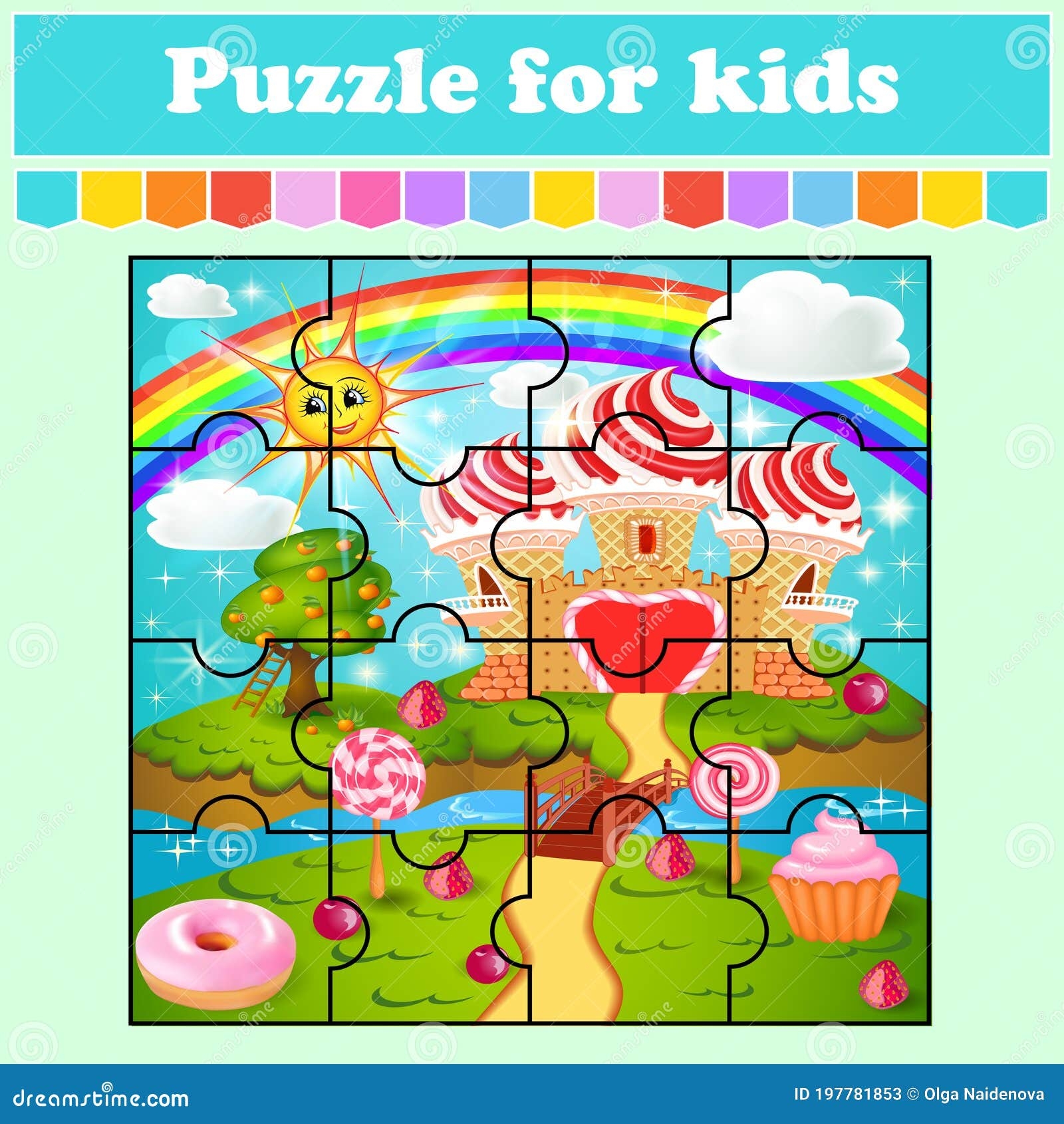 Puzzle Game For Kids Of Candy Land With Waffle And Cream Castle Puzzle Game For Kids Of Candy Land With Waffle And Cream Castle