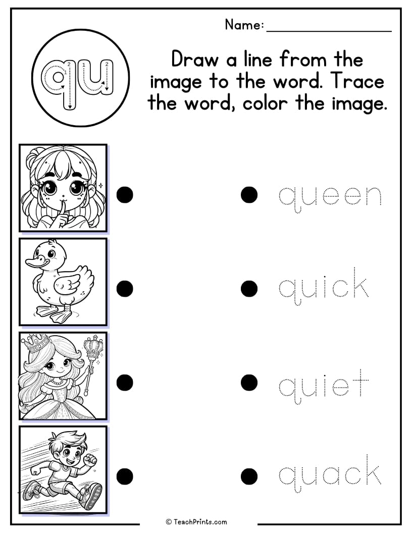 Qu Worksheets Free PDF Printables Teach Prints