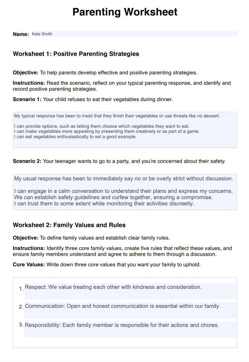 Printable Parenting Styles Worksheet Printable Parenting Styles Worksheet