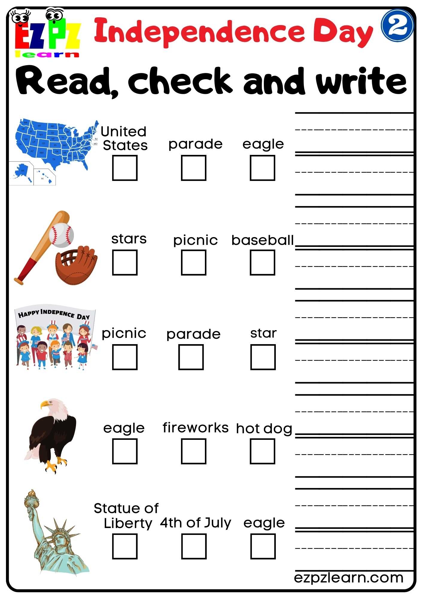 Free Printable Independence Day Worksheets