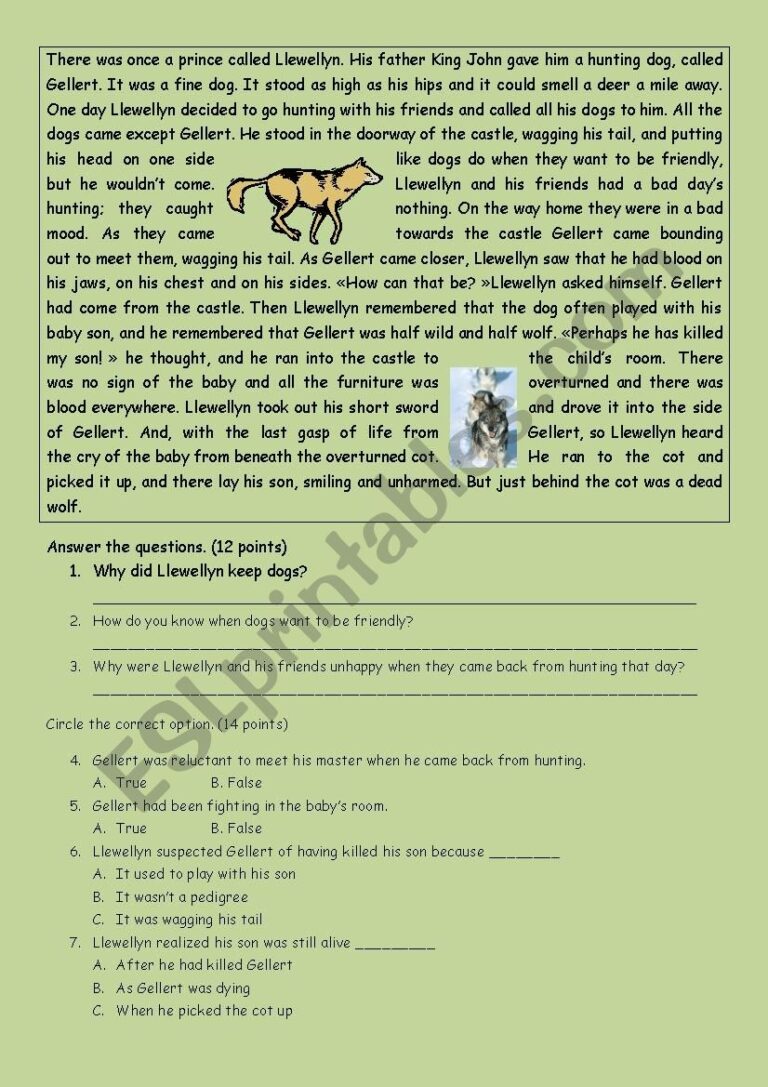 Reading Comprehension A2 Worksheet - Free Printable Worksheets