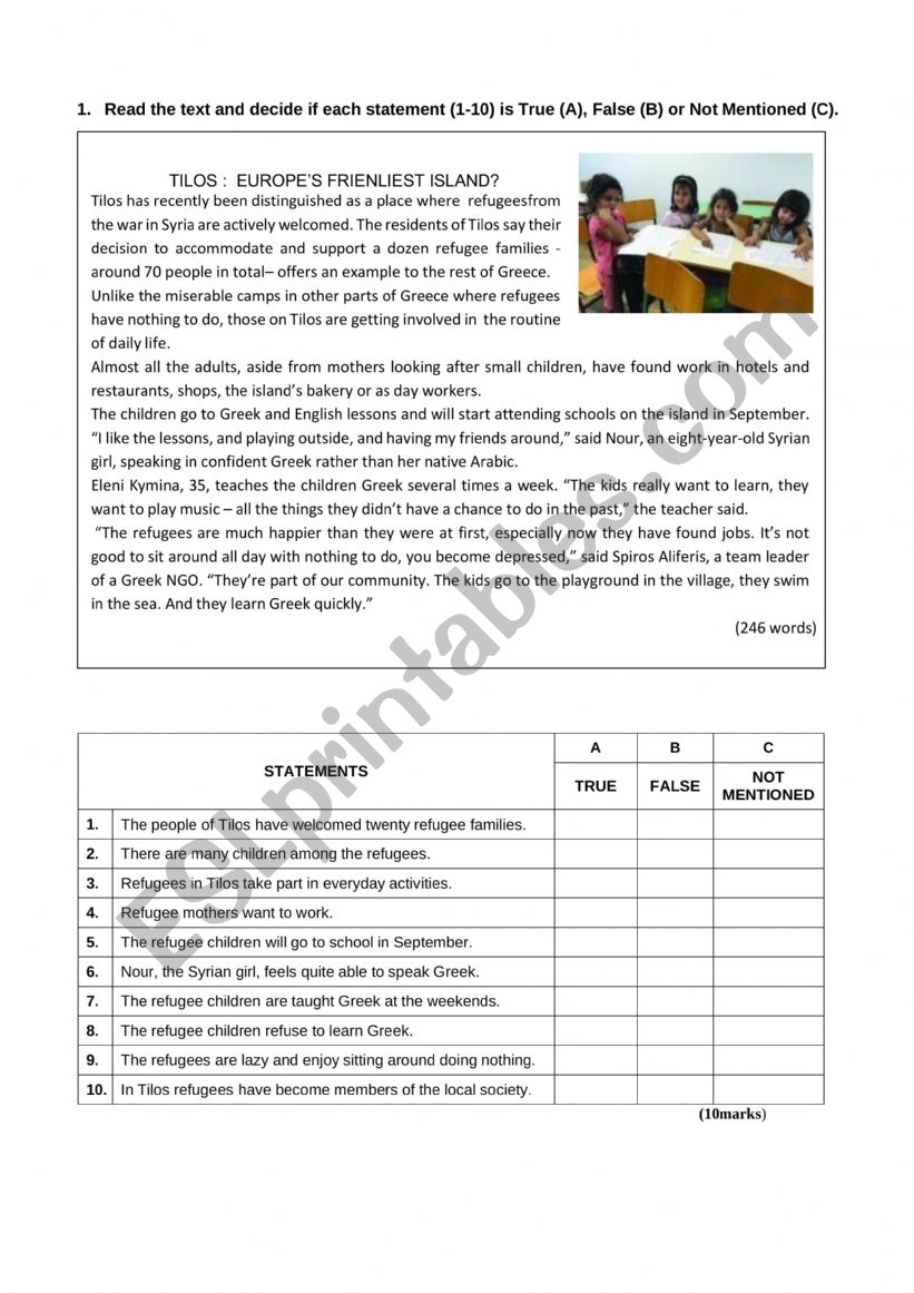 Reading Comprehension Migration ESL Worksheet By Dinalakki gmail