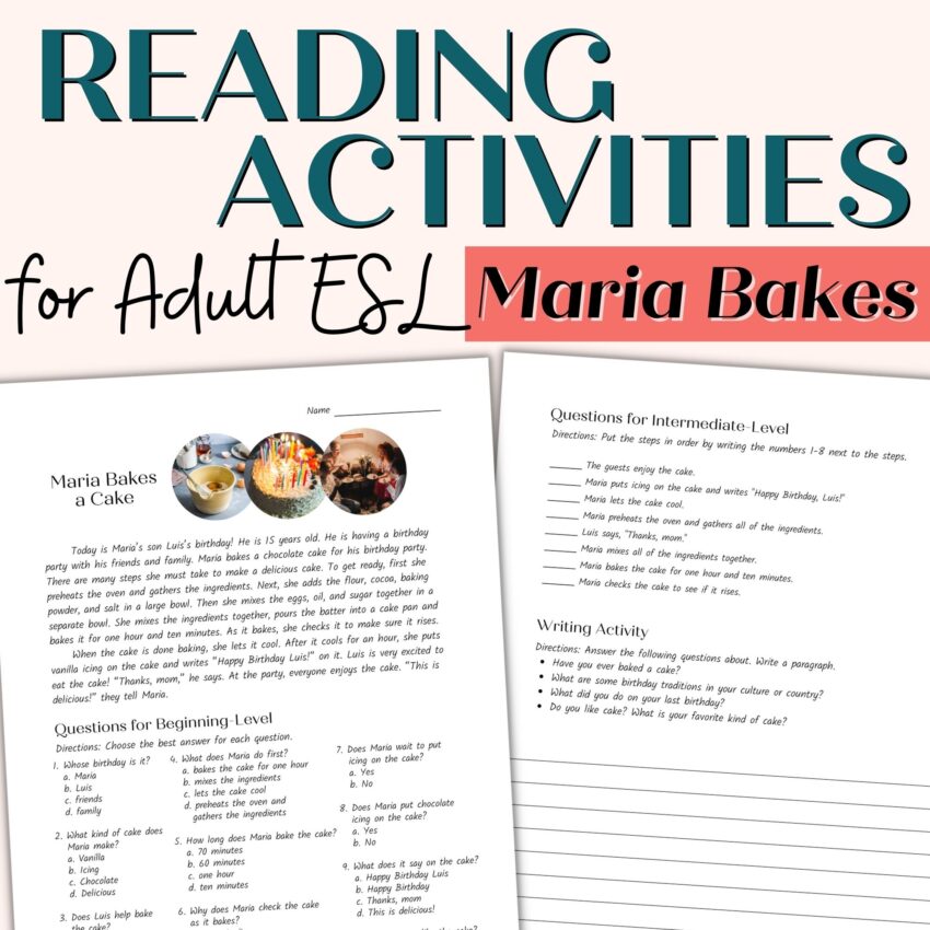 Reading Comprehension Passage And Activities For Beginner And Intermediate Adult ESL Maria Goes Shopping Classful