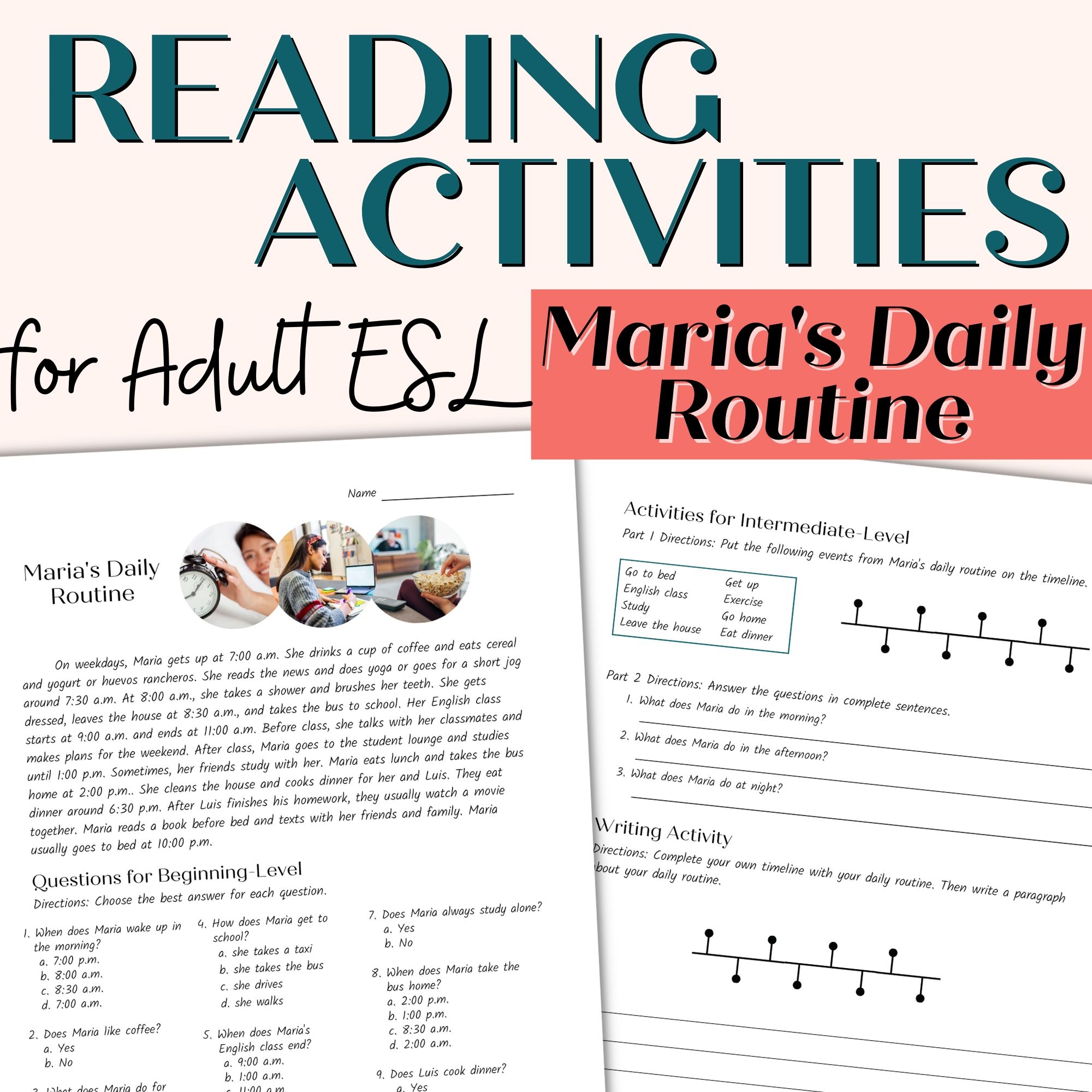 Reading Comprehension Passage And Activities For Beginner And Intermediate Adult ESL Maria s Daily Routine Classful Reading Comprehension Passage And Activities For Beginner And Intermediate Adult ESL Maria s Daily Routine Classful