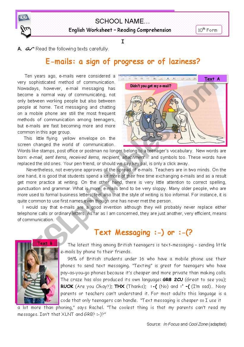 Reading Comprehension Worksheet Signs Reading Comprehension Worksheet Signs