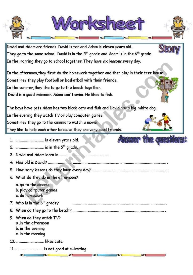 Reading Comprehension Worksheet 2 Pages ESL Worksheet By Worksheets Library