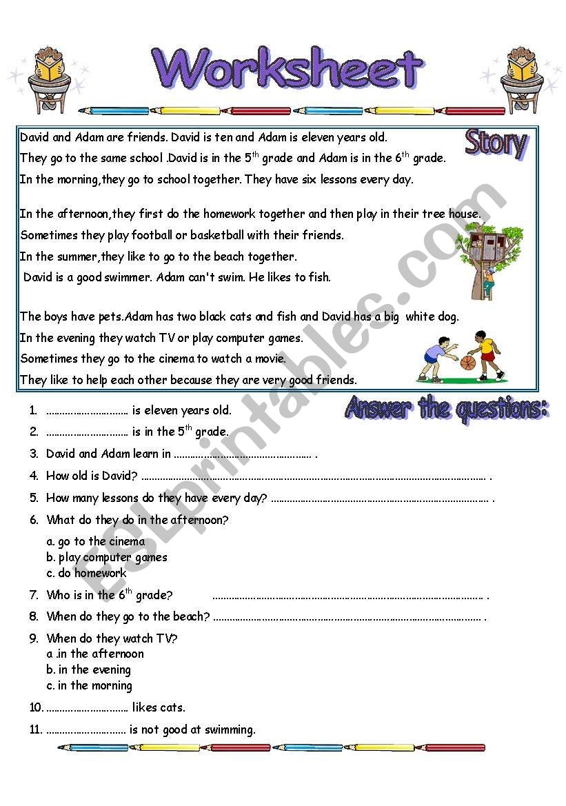 Reading Comprehension Worksheet 2 Pages ESL Worksheet By Worksheets Library