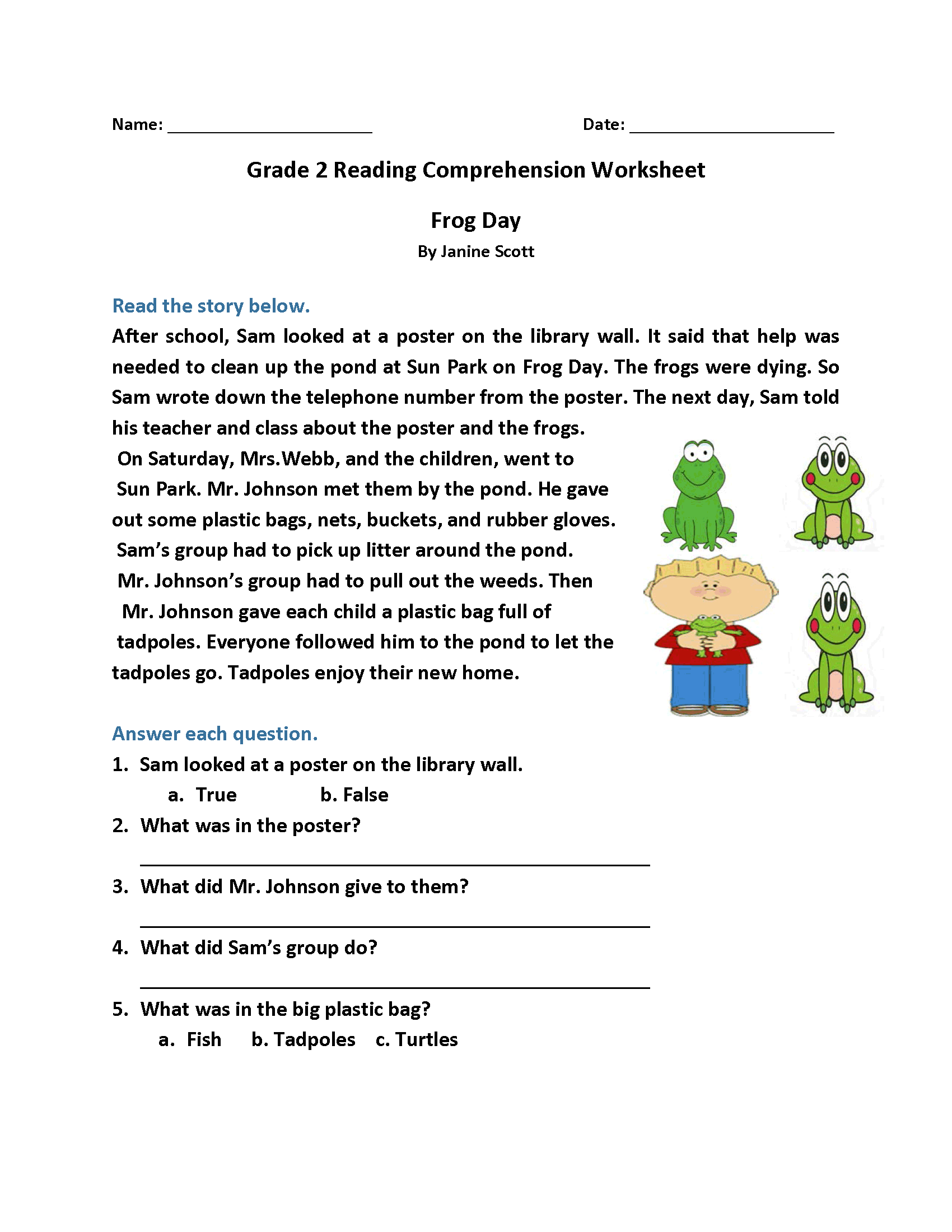 Reading Comprehension Grade 2 Worksheets Free Reading Comprehension Grade 2 Worksheets Free