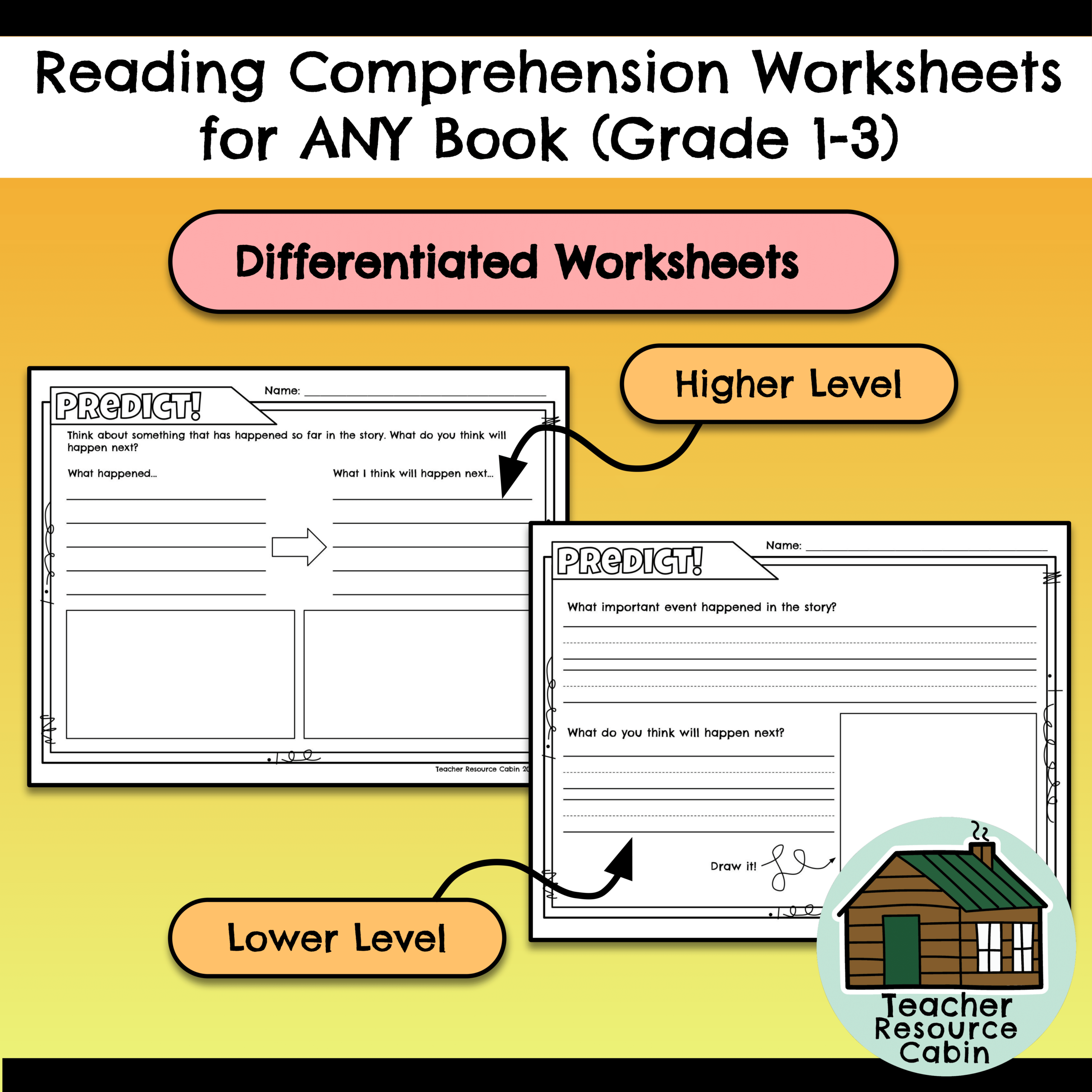 Reading Comprehension Worksheets For ANY Book NO PREP Grade 1 3 Language Teacher Resource Cabin Reading Comprehension Worksheets For ANY Book NO PREP Grade 1 3 Language Teacher Resource Cabin