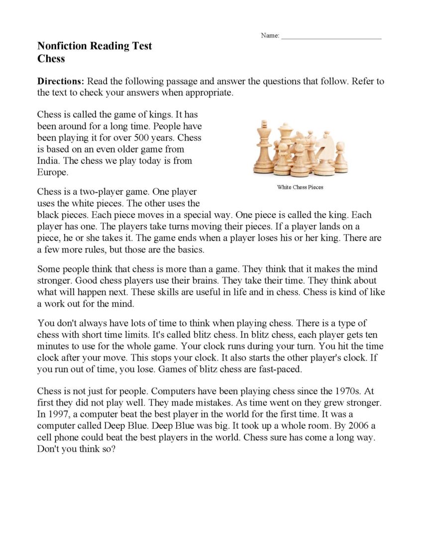Reading Comprehension Worksheets Online Or Printable