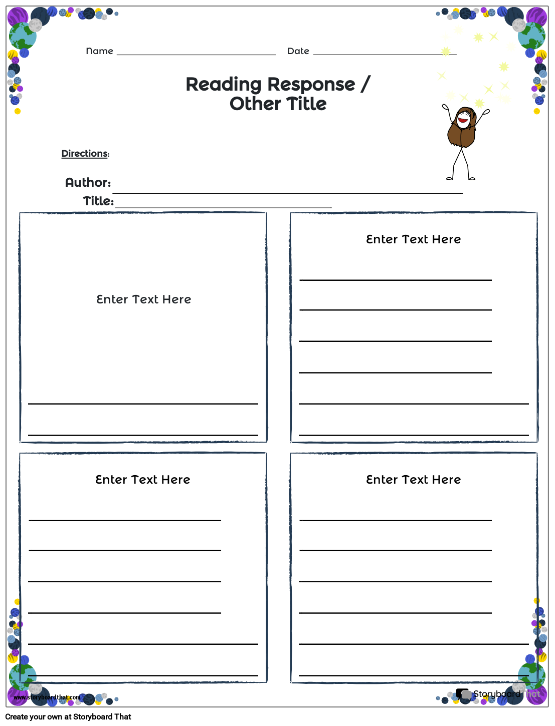 Reading Response Worksheets Customizable Templates