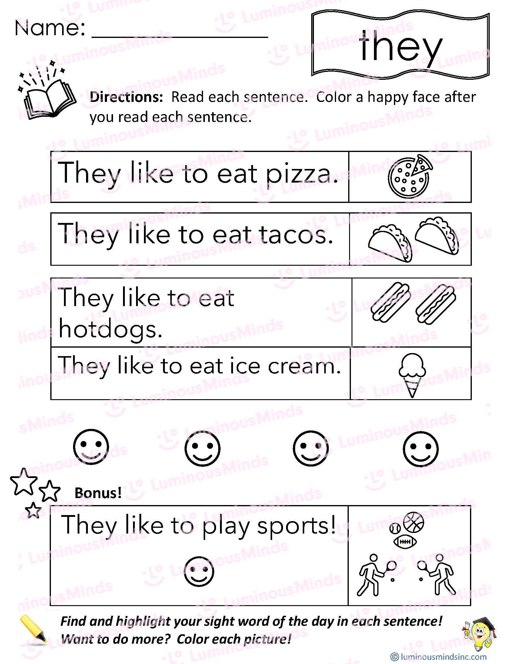 Reading With Sight Word They