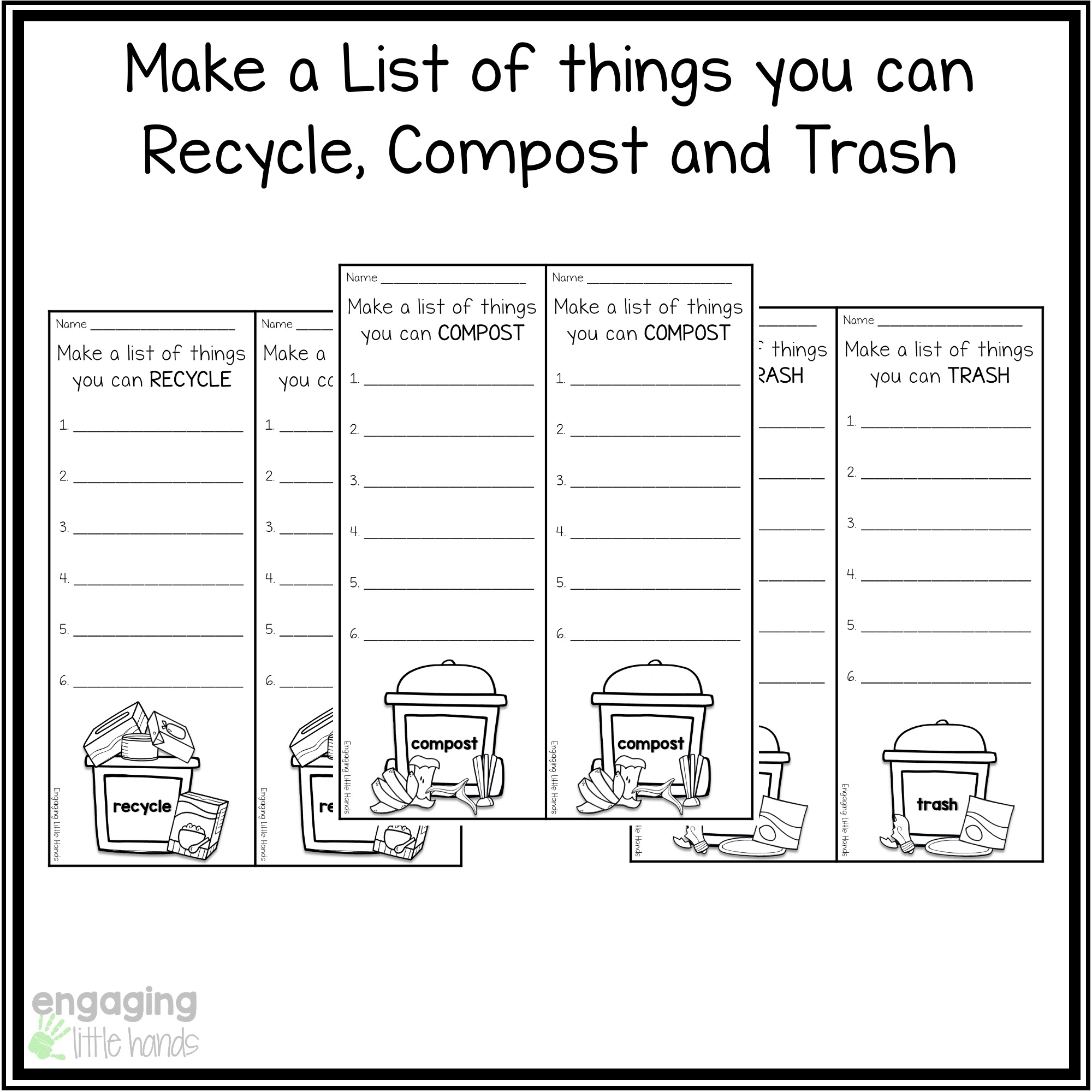 Recycle Sort Printable Center Made By Teachers