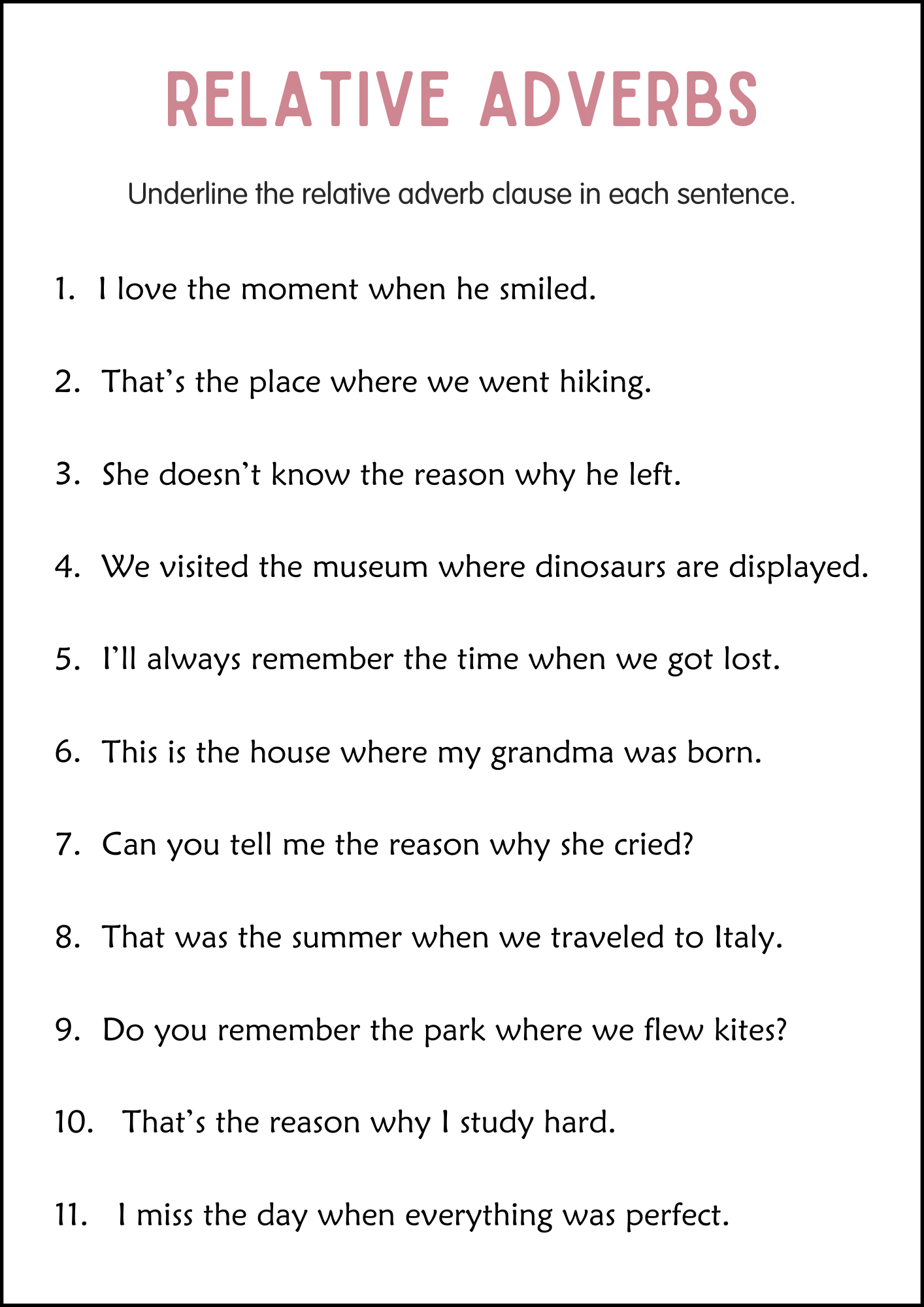 Relative Adverbs Practice Grammar Worksheets For Grade 2 3 4 Made By Teachers Relative Adverbs Practice Grammar Worksheets For Grade 2 3 4 Made By Teachers