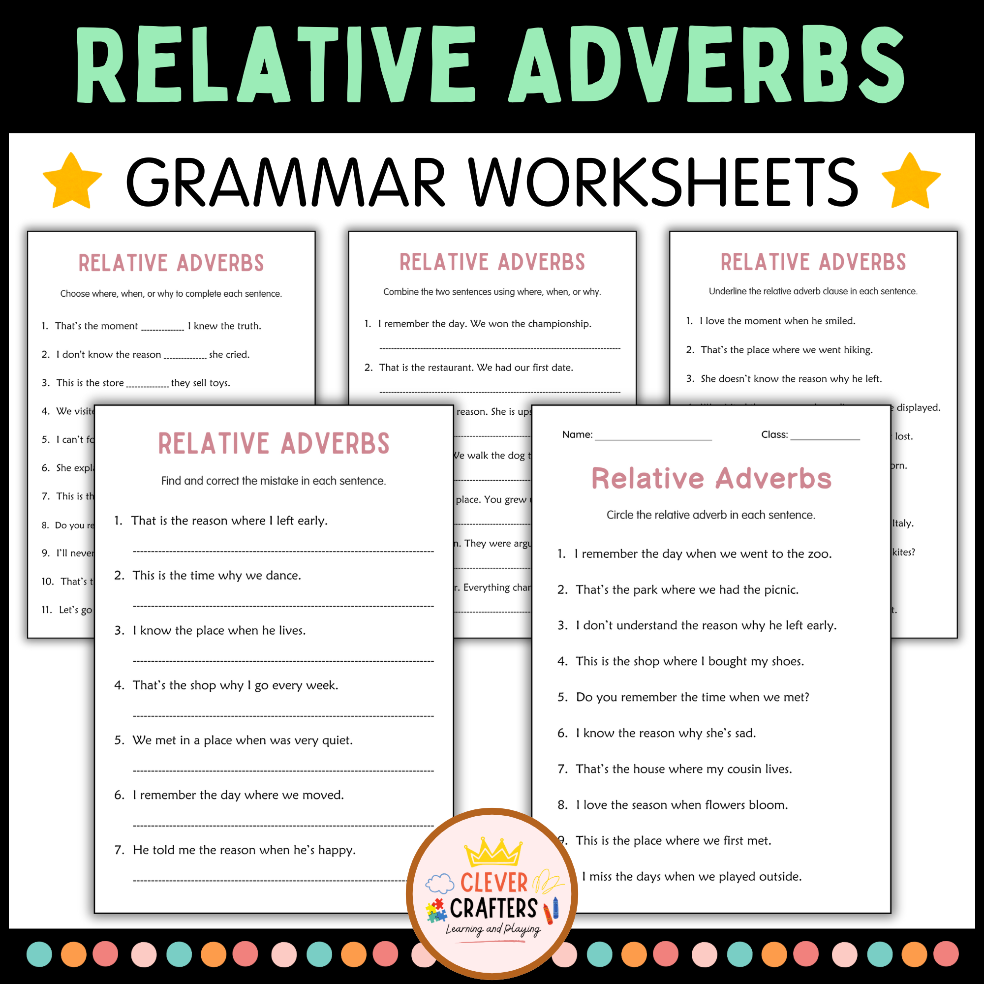 Relative Adverbs Practice Grammar Worksheets For Grade 2 3 4 Made By Teachers Relative Adverbs Practice Grammar Worksheets For Grade 2 3 4 Made By Teachers