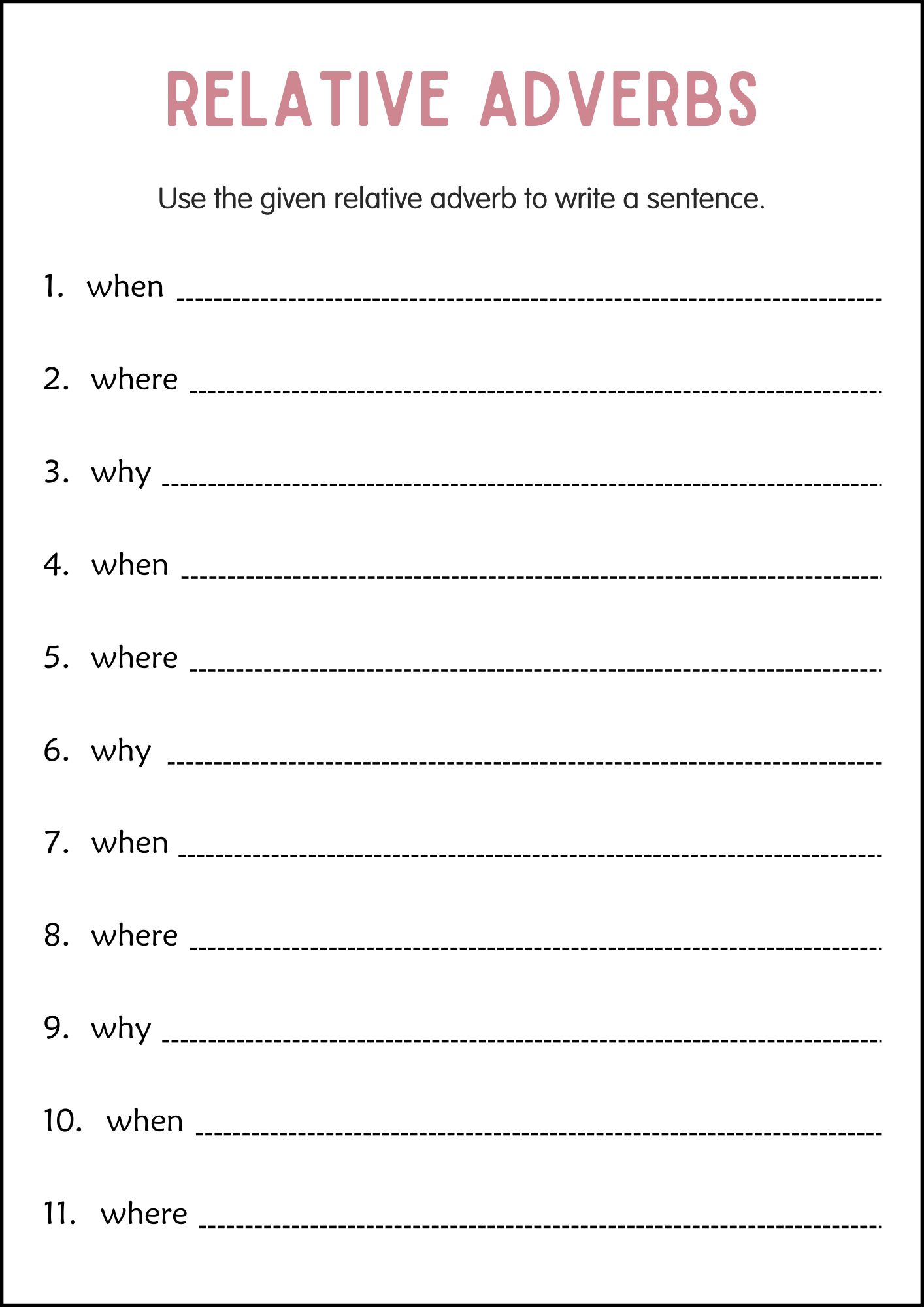 Relative Adverbs Practice Grammar Worksheets For Grade 2 3 4 Made By Teachers Relative Adverbs Practice Grammar Worksheets For Grade 2 3 4 Made By Teachers