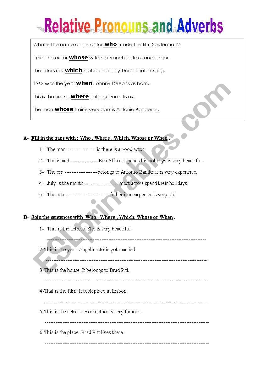 Free Relative Adverbs Worksheets Grade 4 Free Relative Adverbs Worksheets Grade 4