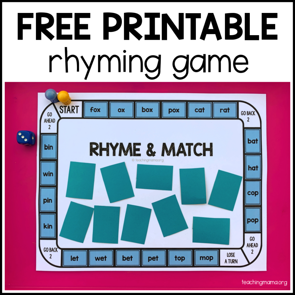 Rhyme U0026 Match Printable Game Teaching Mama