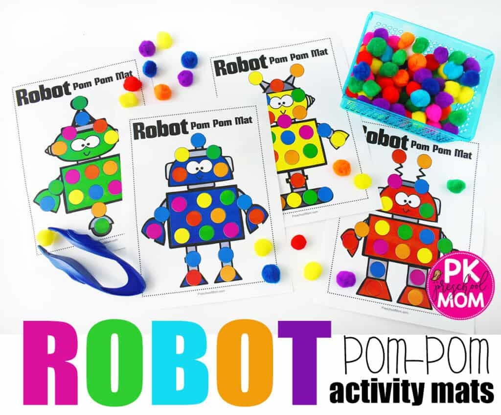 Robot Pom Pom Mats Preschool Mom
