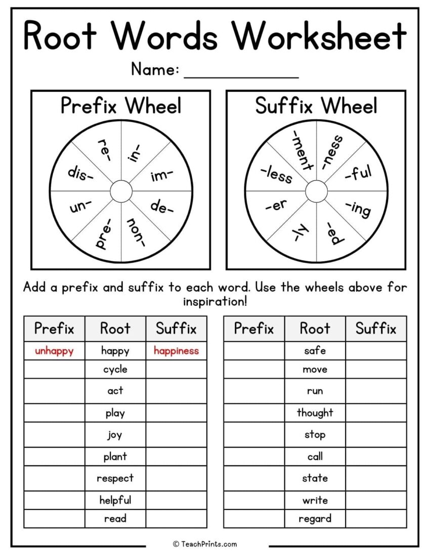 Root Words Worksheets 8 Free PDF Printables Teach Prints