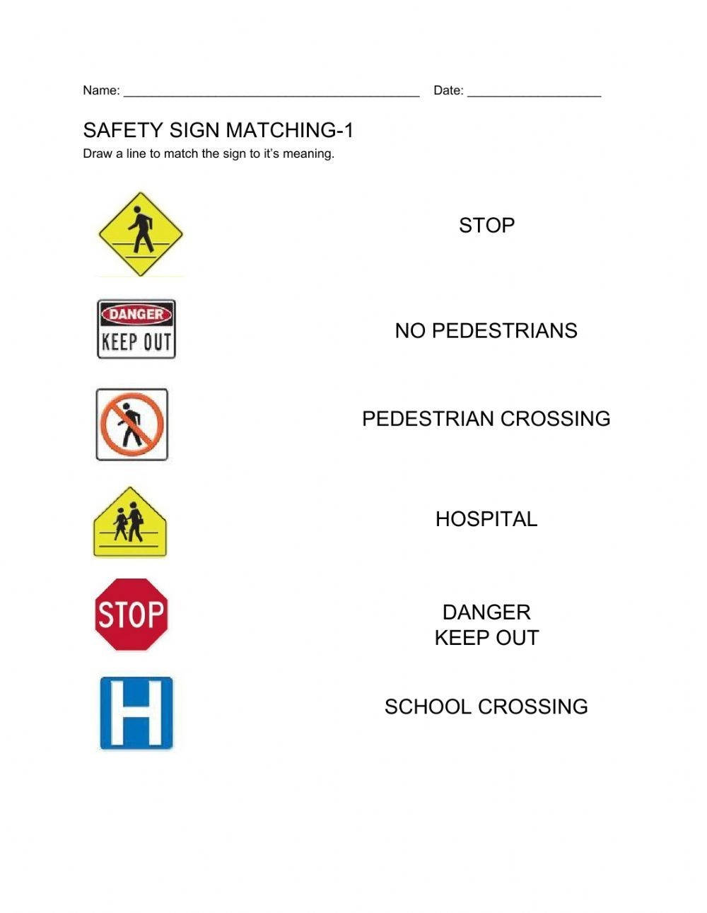 Safety Signs 1 Interactive Worksheet Kindergarten Worksheets Safety Signs 1 Interactive Worksheet Kindergarten Worksheets