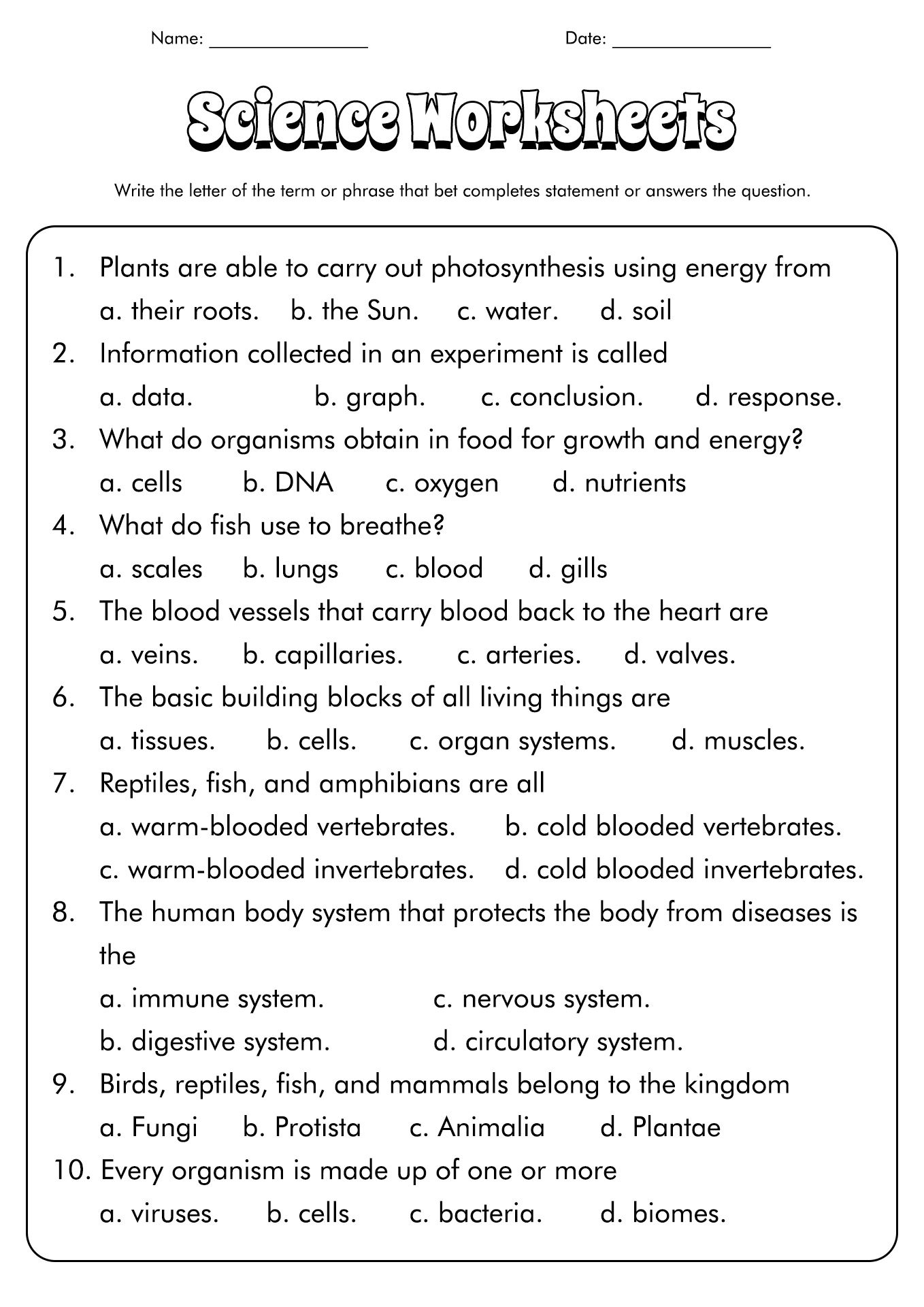 Science Class 7 Topic Solutions Reinforcement The City Worksheets Library