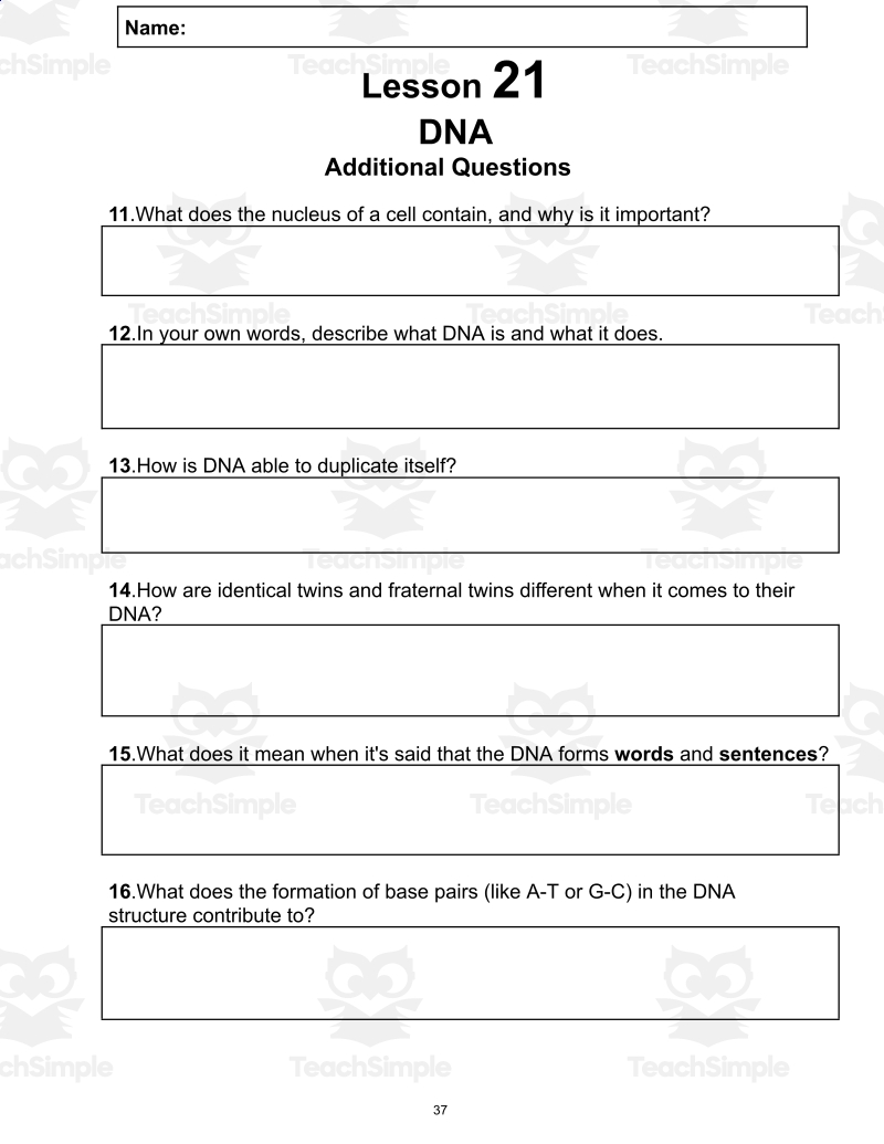 Science Reading Comprehension Passage 21 DNA PDF Science Reading Comprehension Passage 21 DNA PDF