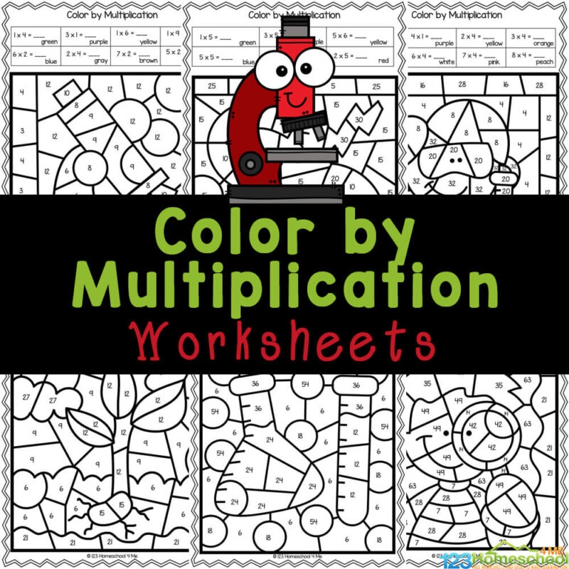 Science Themed Multiplication Color By Number Worksheets Science Themed Multiplication Color By Number Worksheets