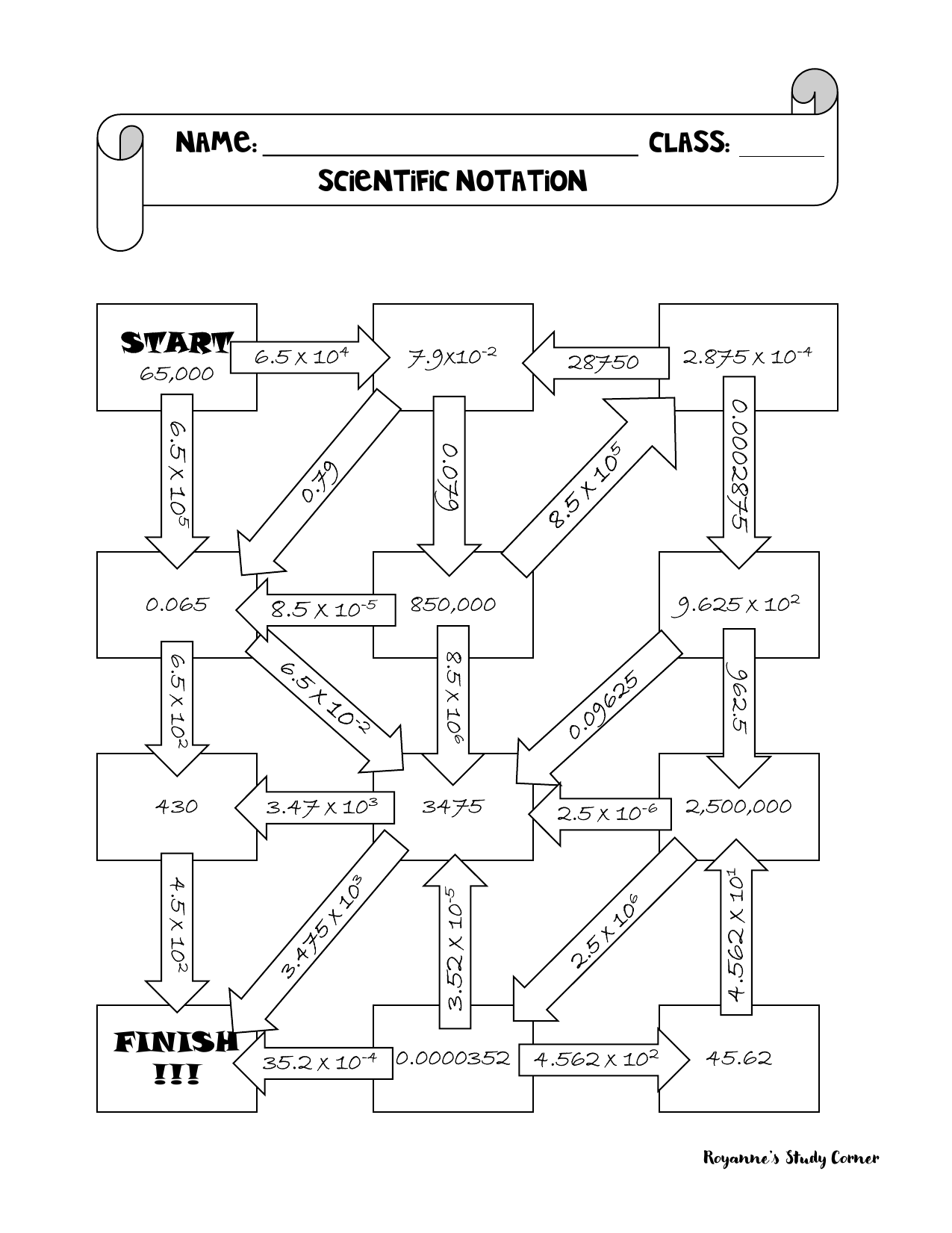 Scientific Notation Worksheet Maze Activity Scientific Notation Worksheet Maze Activity