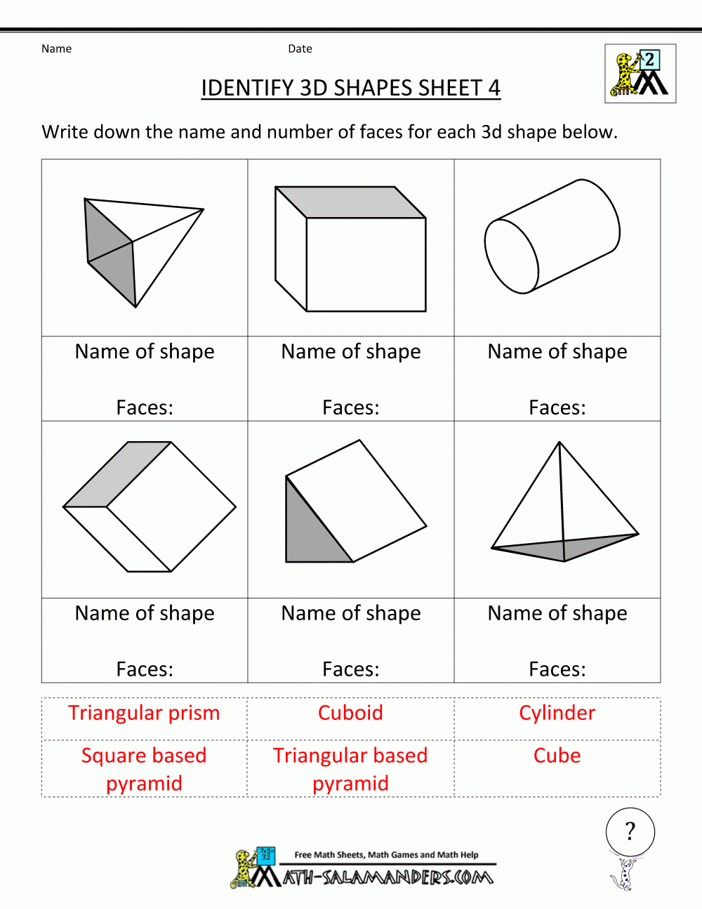 Free Printable Geometry Worksheets 2nd Grade