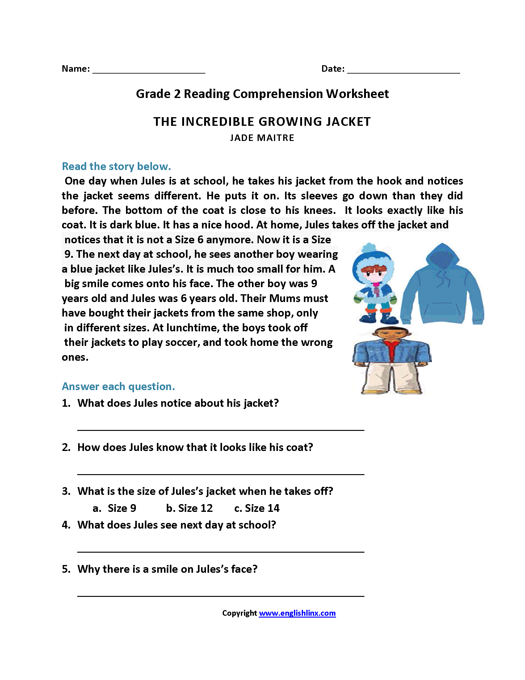 Free Second Grade Comprehension Worksheets