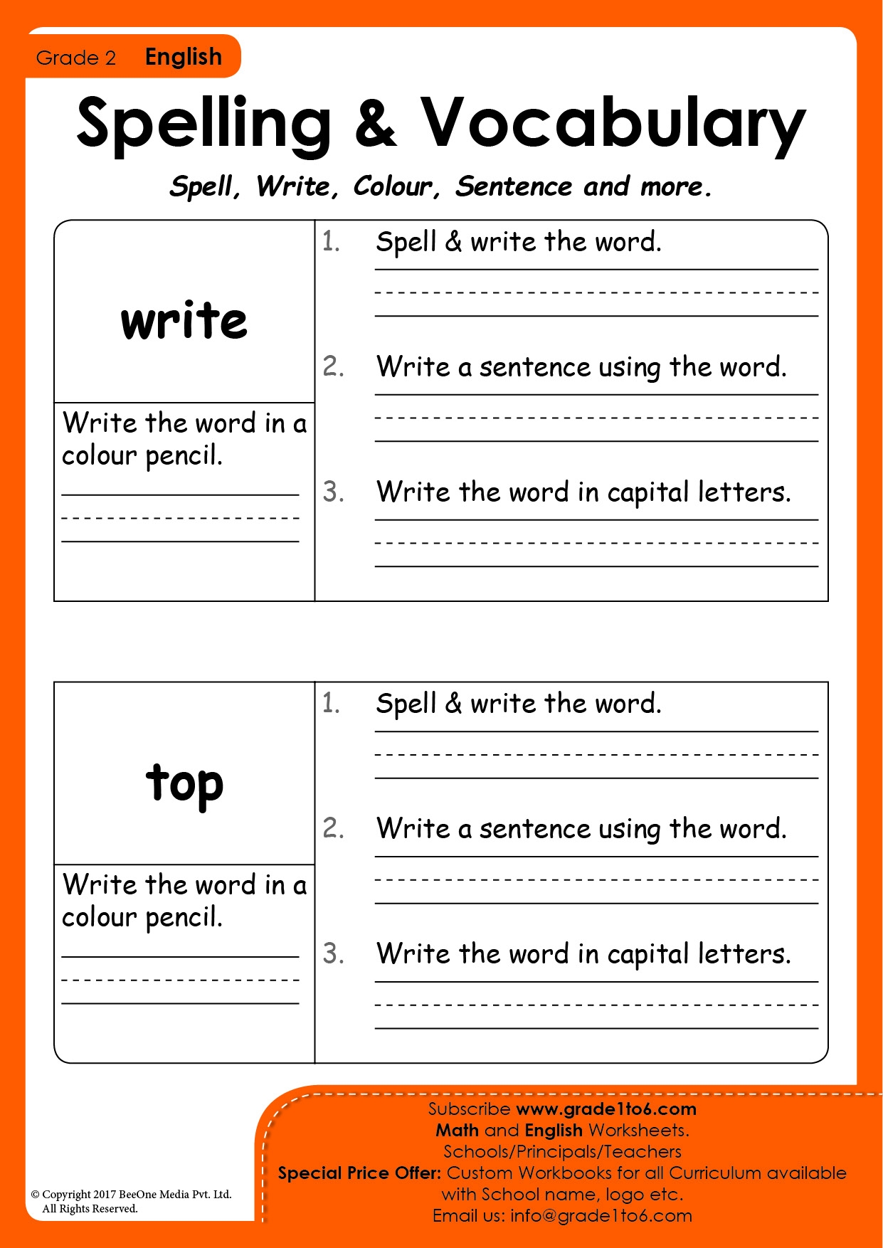 Second Grade Spelling Worksheets Grade1to6 Second Grade Spelling Worksheets Grade1to6