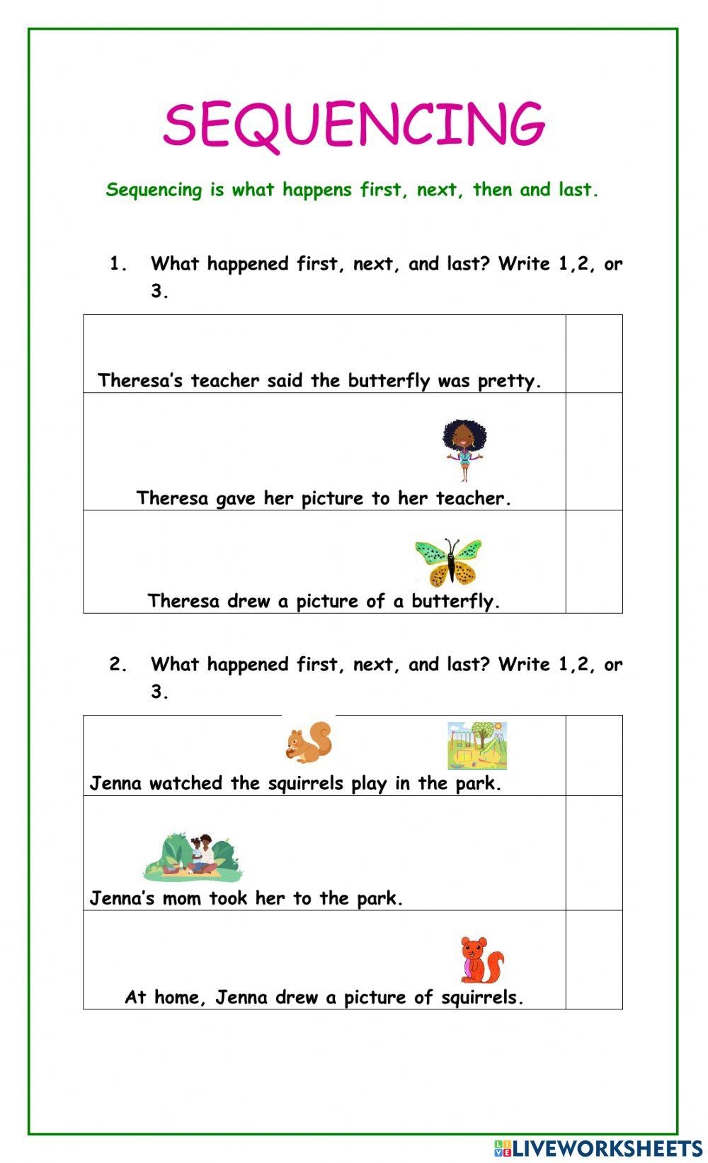 Sequencing Interactive Activity For Grade 1 2 Live Worksheets Worksheets Library