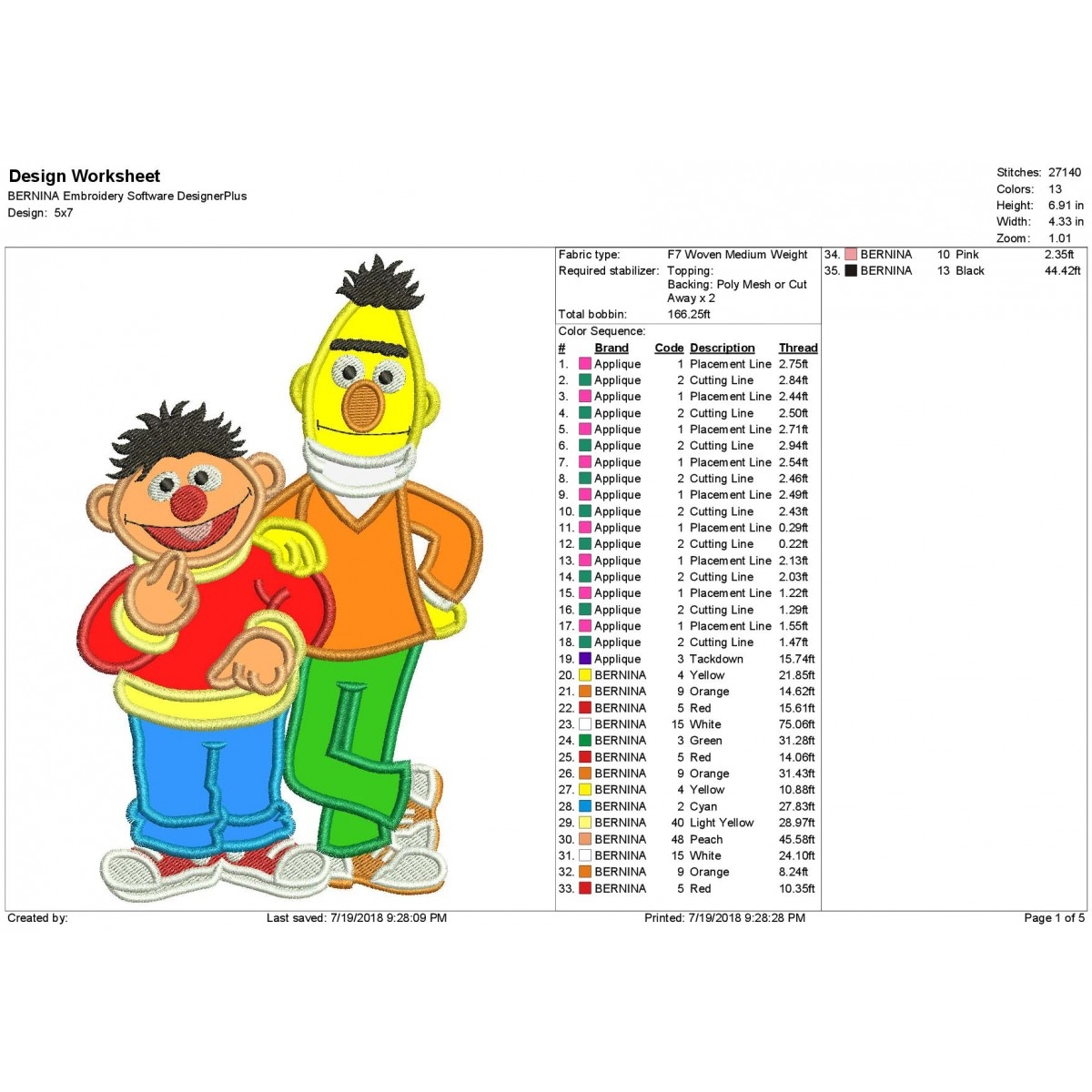 Sesame Street Bert And Ernie Applique Design Sesame Street Bert And Ernie Applique Design