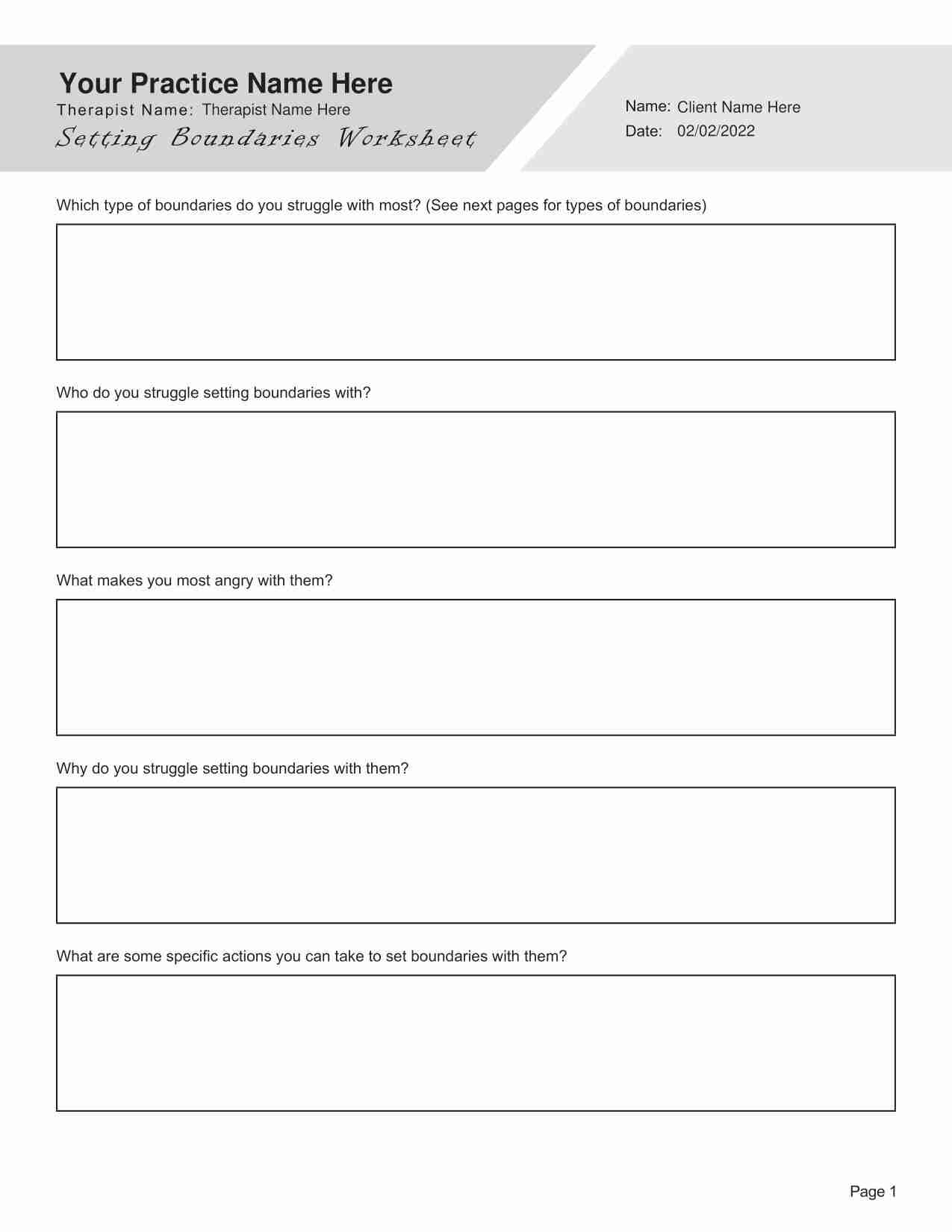 Printable Setting Boundaries Worksheet Printable Setting Boundaries Worksheet