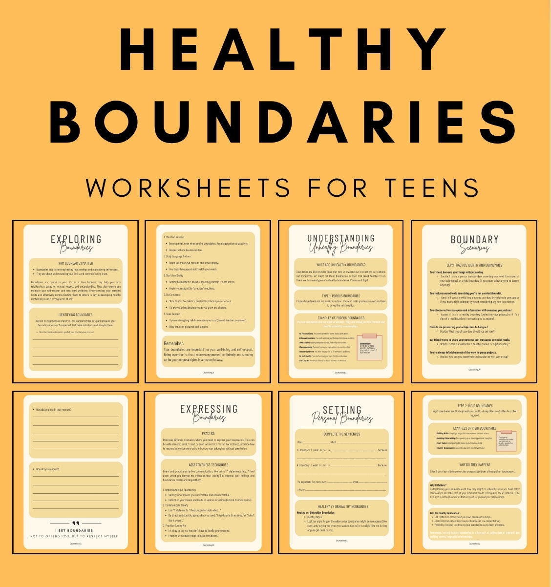 Setting Healthy Boundaries Worksheets Printable PDF Bundle For Teens Etsy Setting Healthy Boundaries Worksheets Printable PDF Bundle For Teens Etsy