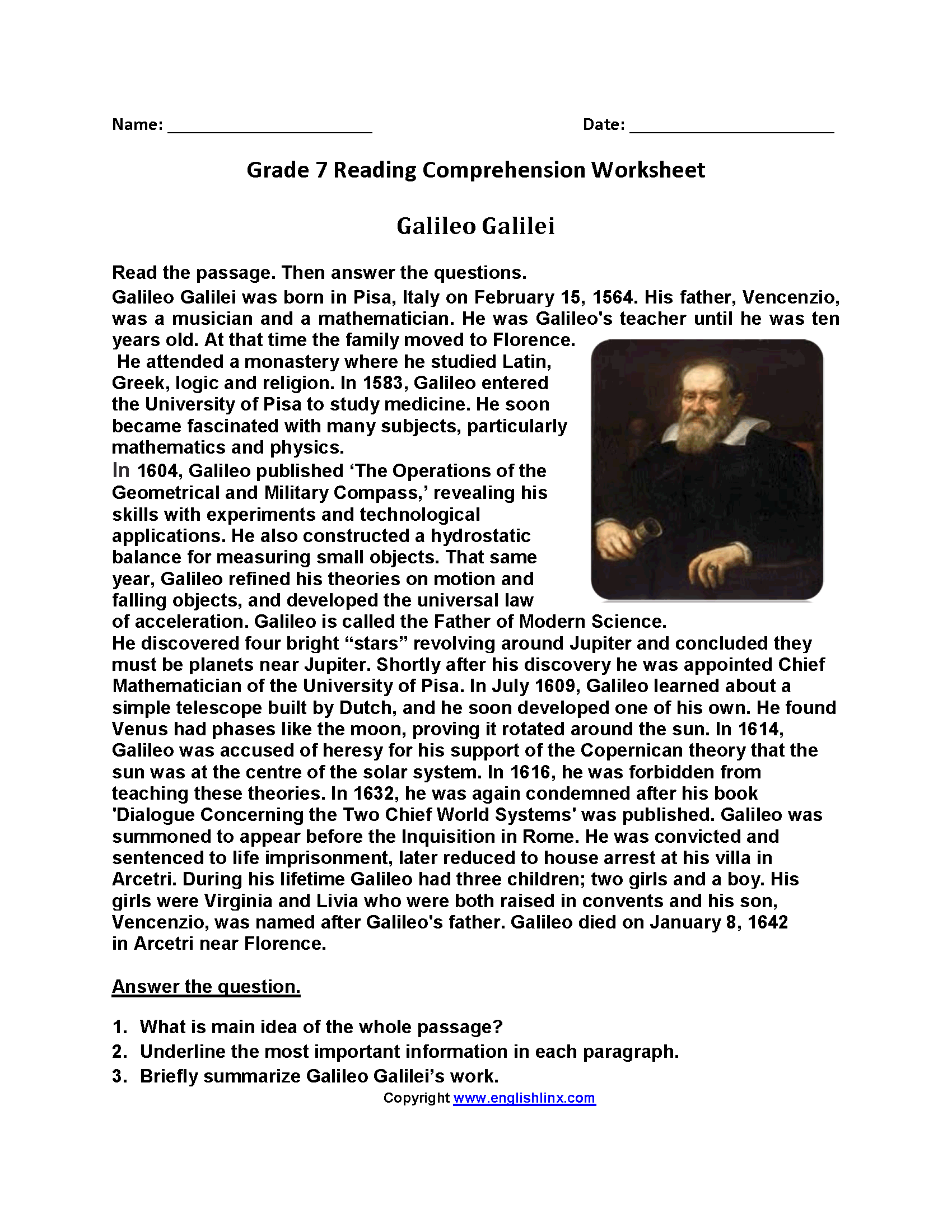 Seventh Grade Reading Worksheets Vocabulary Fluency Practice Seventh Grade Reading Worksheets Vocabulary Fluency Practice